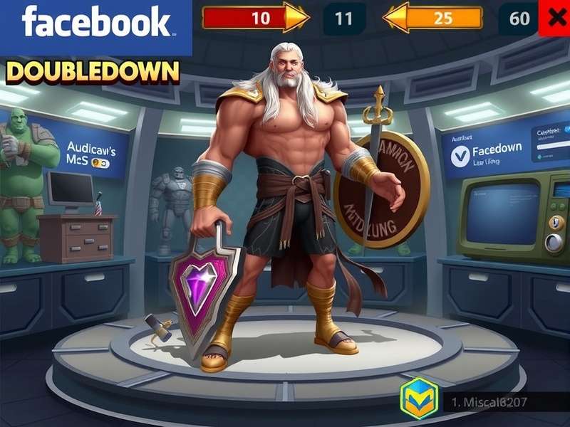 DoubleDown Casino Game Interface on Facebook showing slot machines and social features